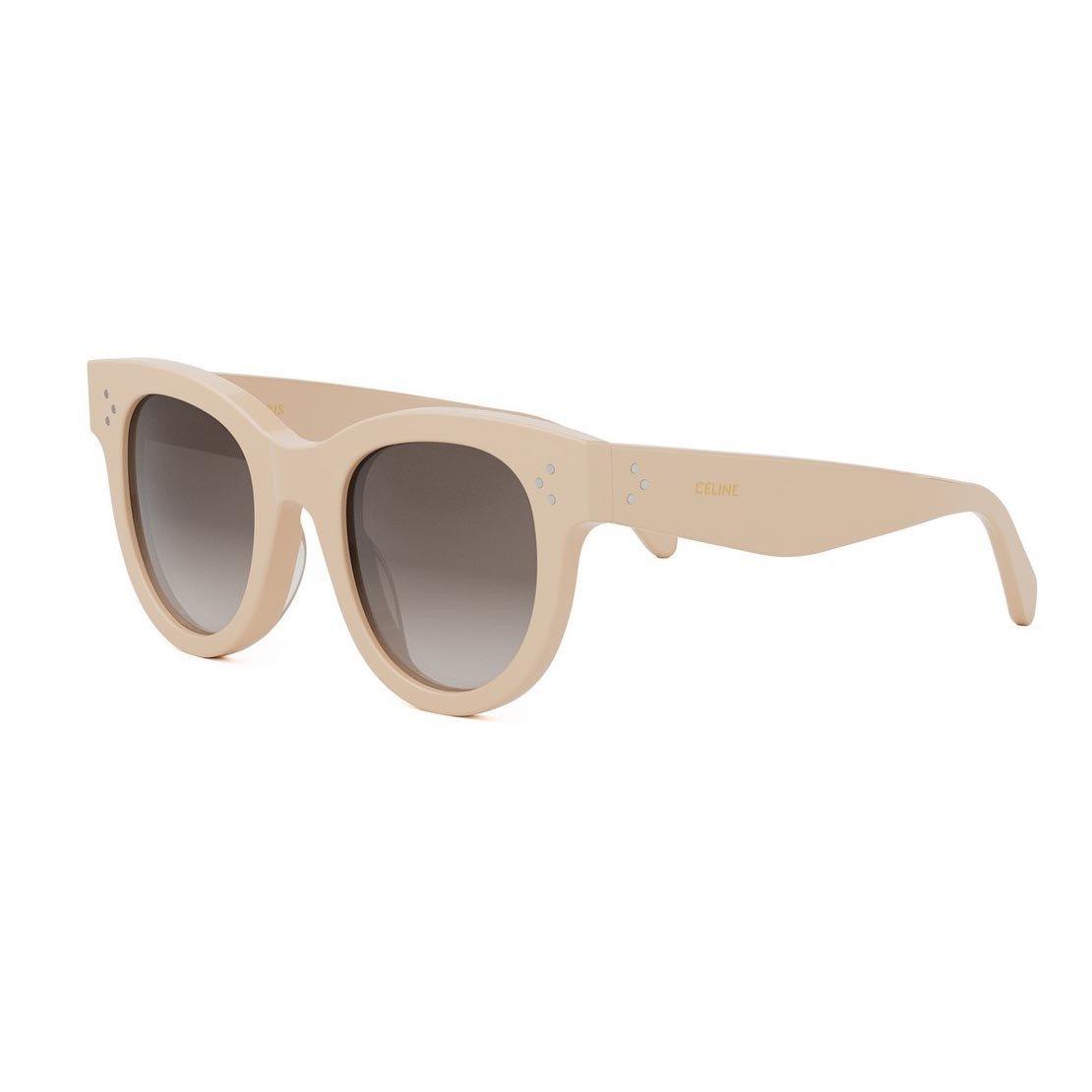 Shop Celine Round Frame Sunglasses In 24f - White