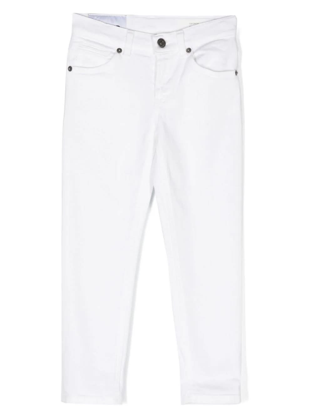 Shop Dondup White Denim Tapered Jeans