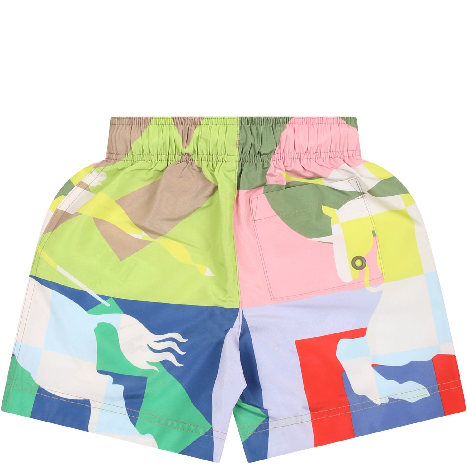 Shop Burberry Multicolor Swim Shorts For Baby Boy With Equestrian Knight