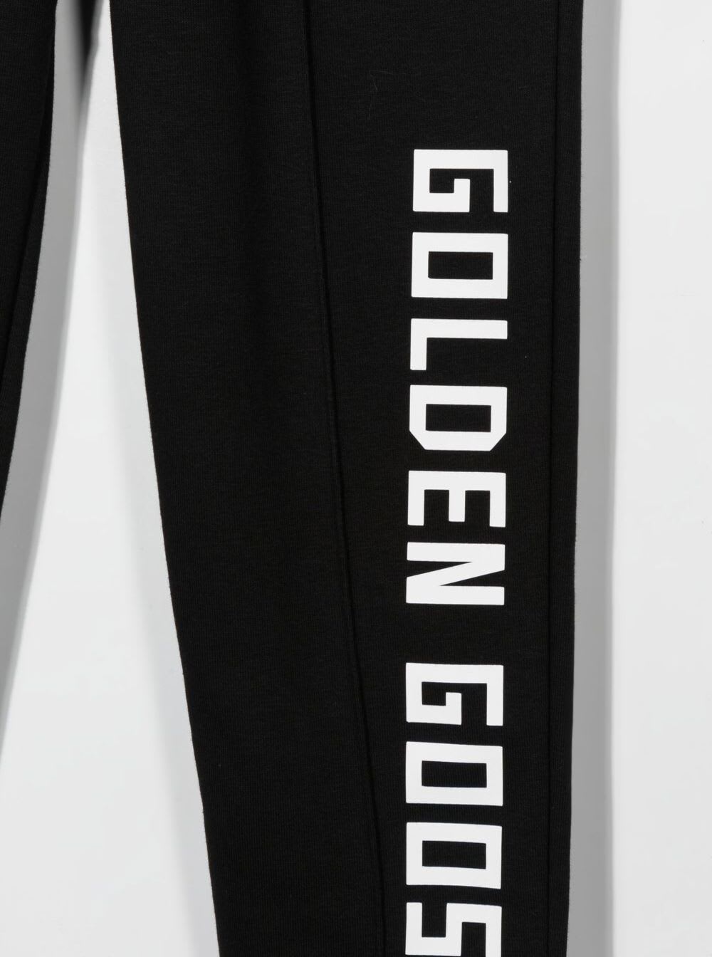 Shop Golden Goose Black Jogging Pants With Logo Print In Cotton Boy