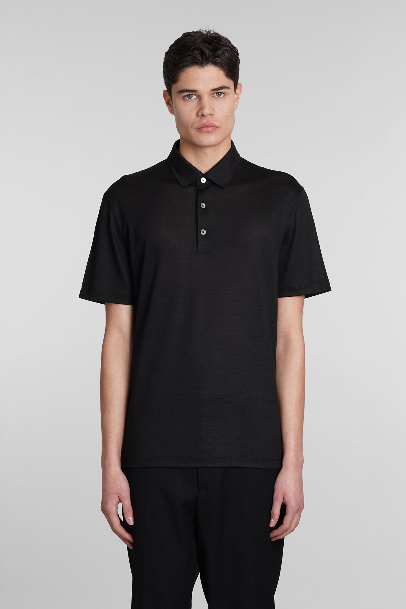 ZEGNA POLO IN BLACK WOOL