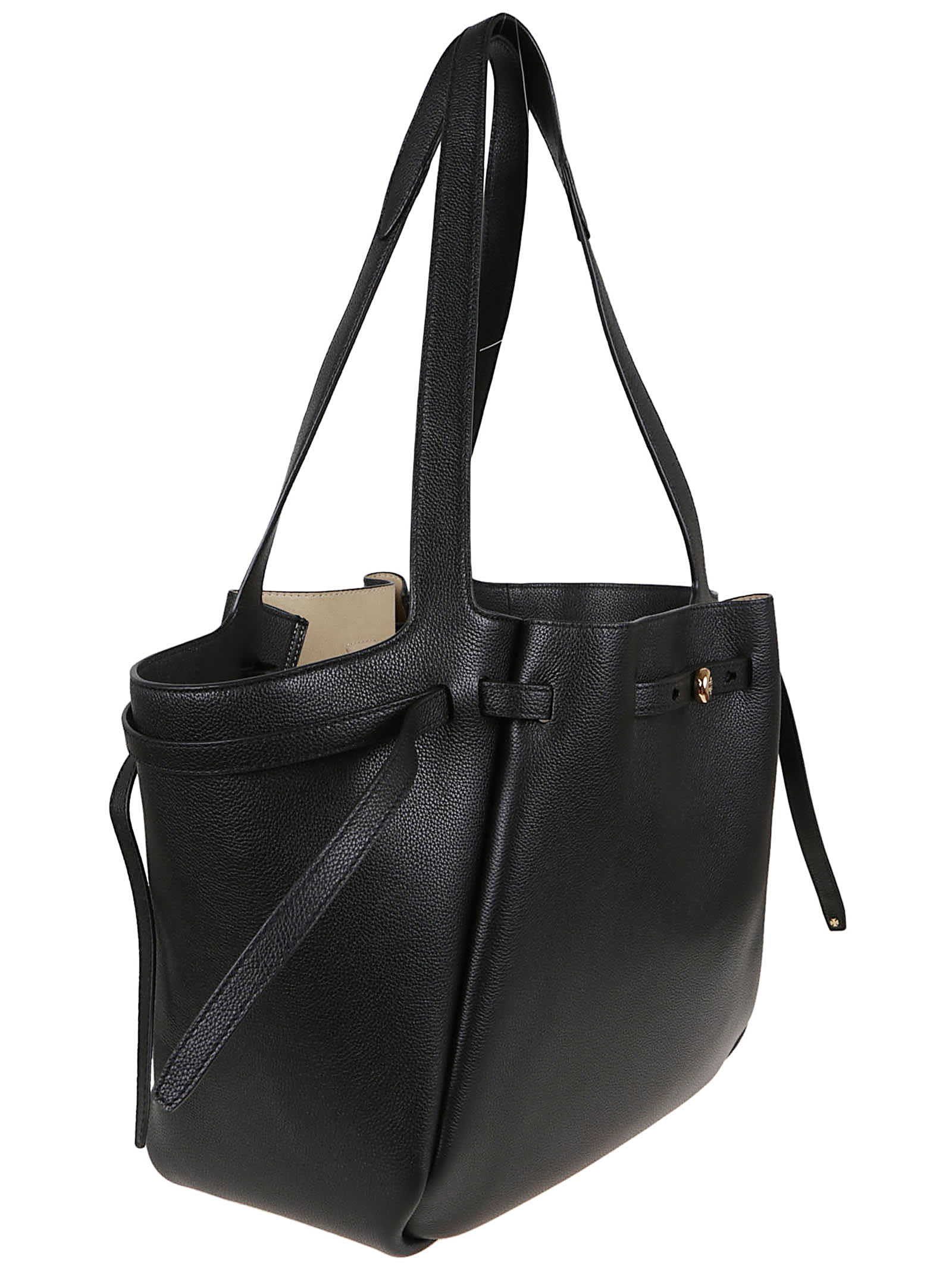 Tory Burch Romy Pebbled Tote In Black