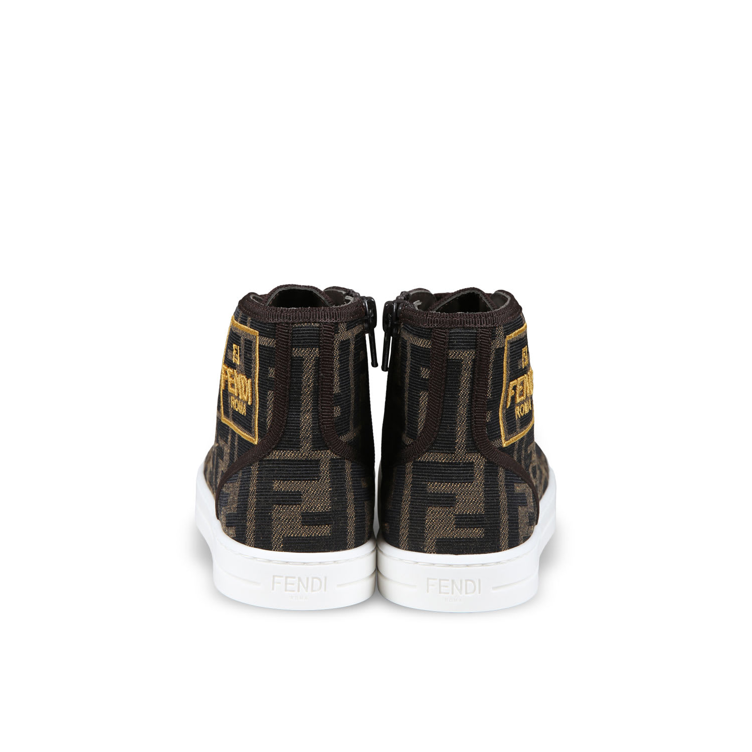 FENDI BROWN SNEAKERS FOR KIDS WITH ICONIC FF LOGO 