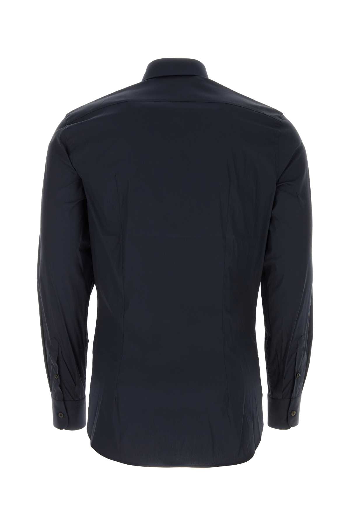 Shop Prada Midnight Blue Stretch Poplin Shirt In Bleu