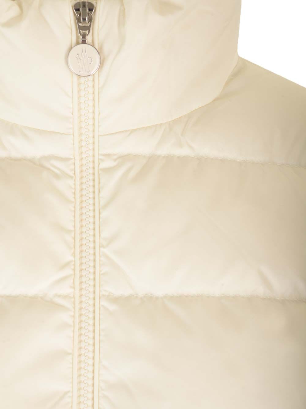 Shop Moncler Compact Jersey Cardigan In White