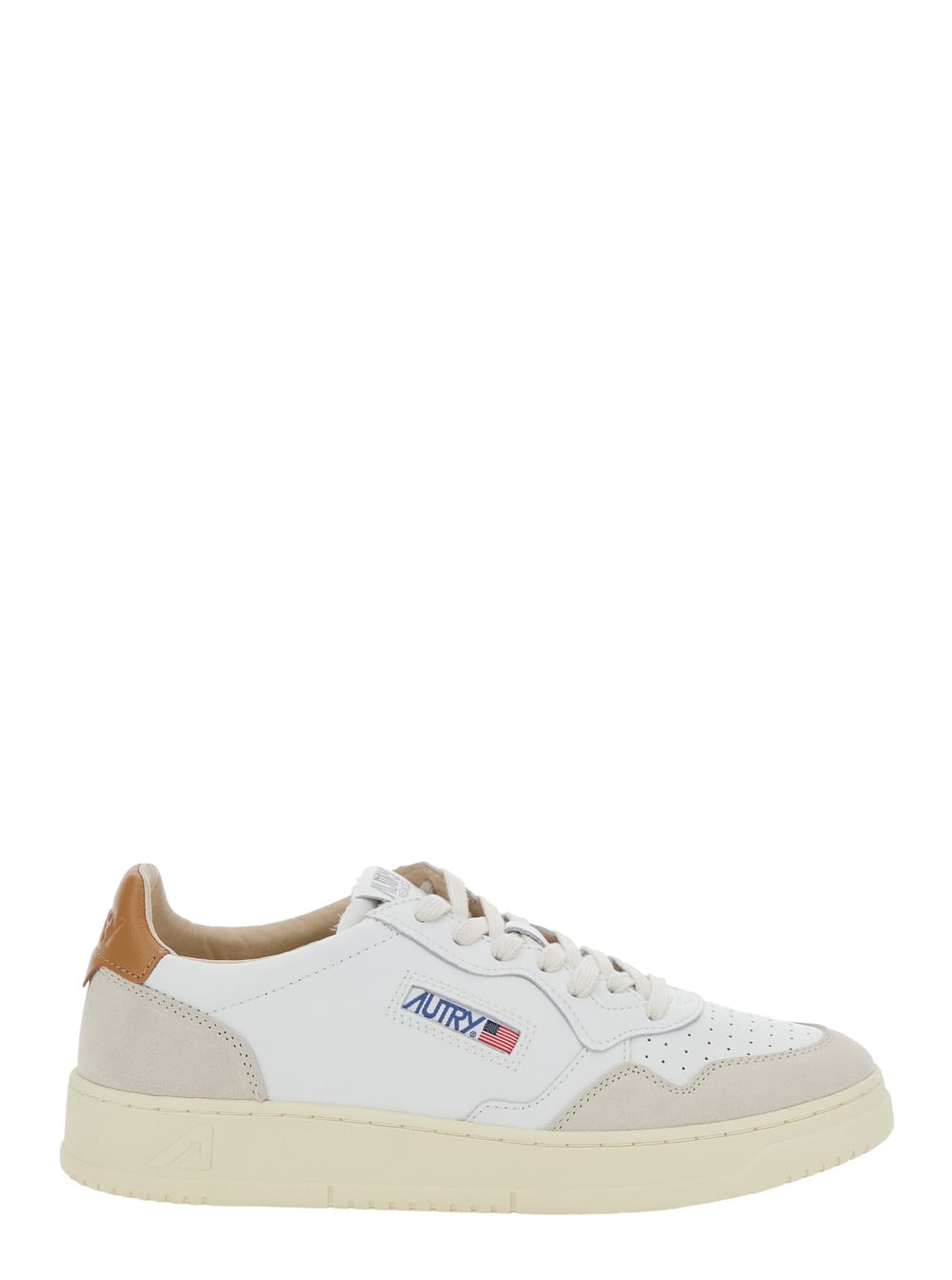 Autry Leather Suede-panelled Sneakers In White