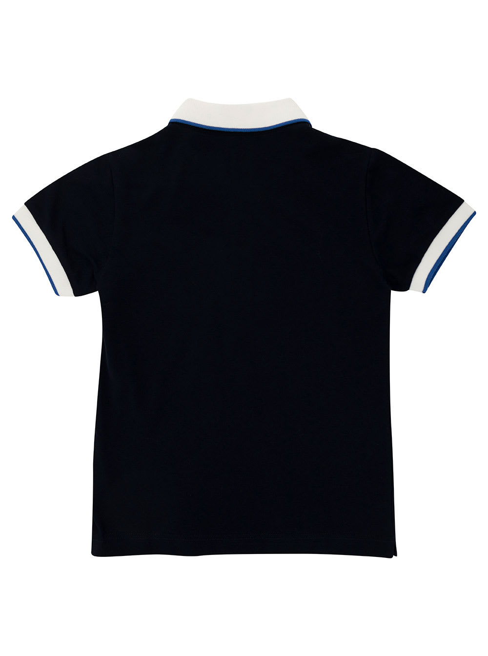 Shop Il Gufo Black Polo Shirt With Contrasting Collar In Cotton Boy In Blu