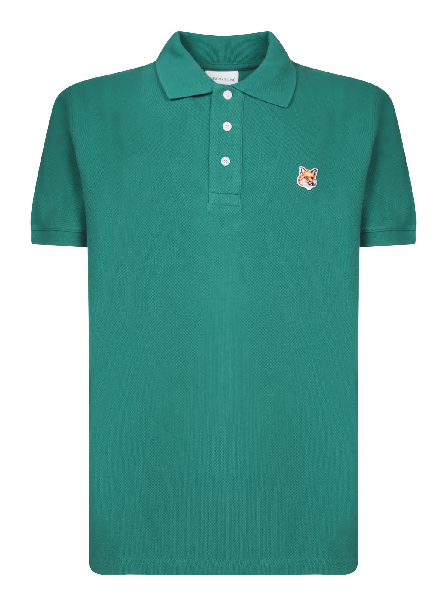 Shop Maison Kitsuné Fox Head Green Polo Shirt