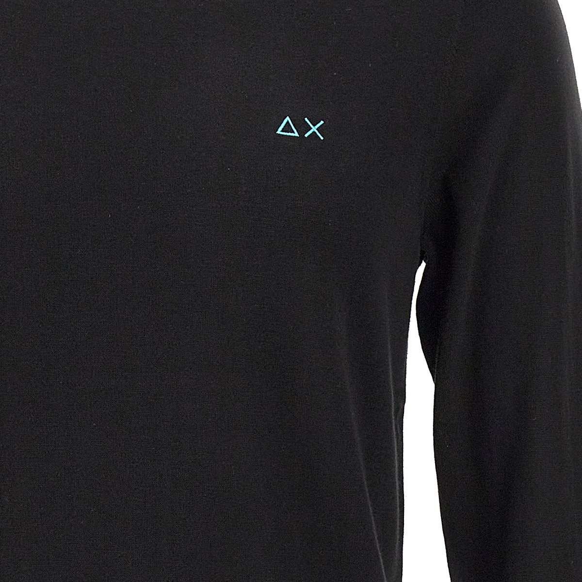 Shop Sun 68 Solid Cotton Sweater In Black