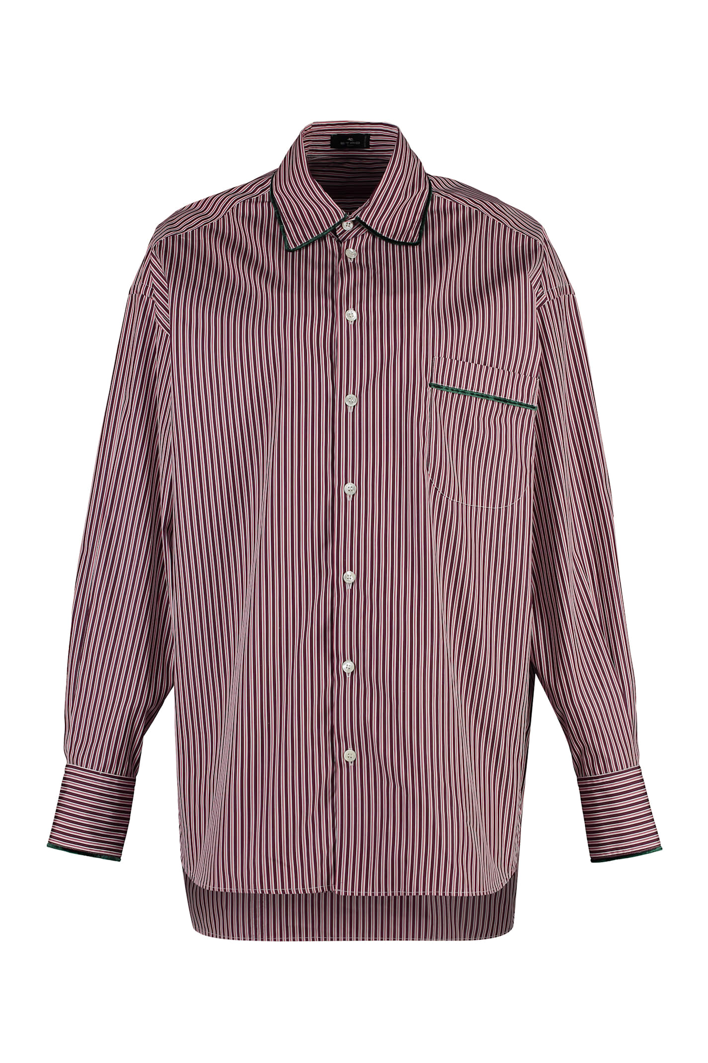 Shop Etro Striped Cotton Shirt In Burgundy