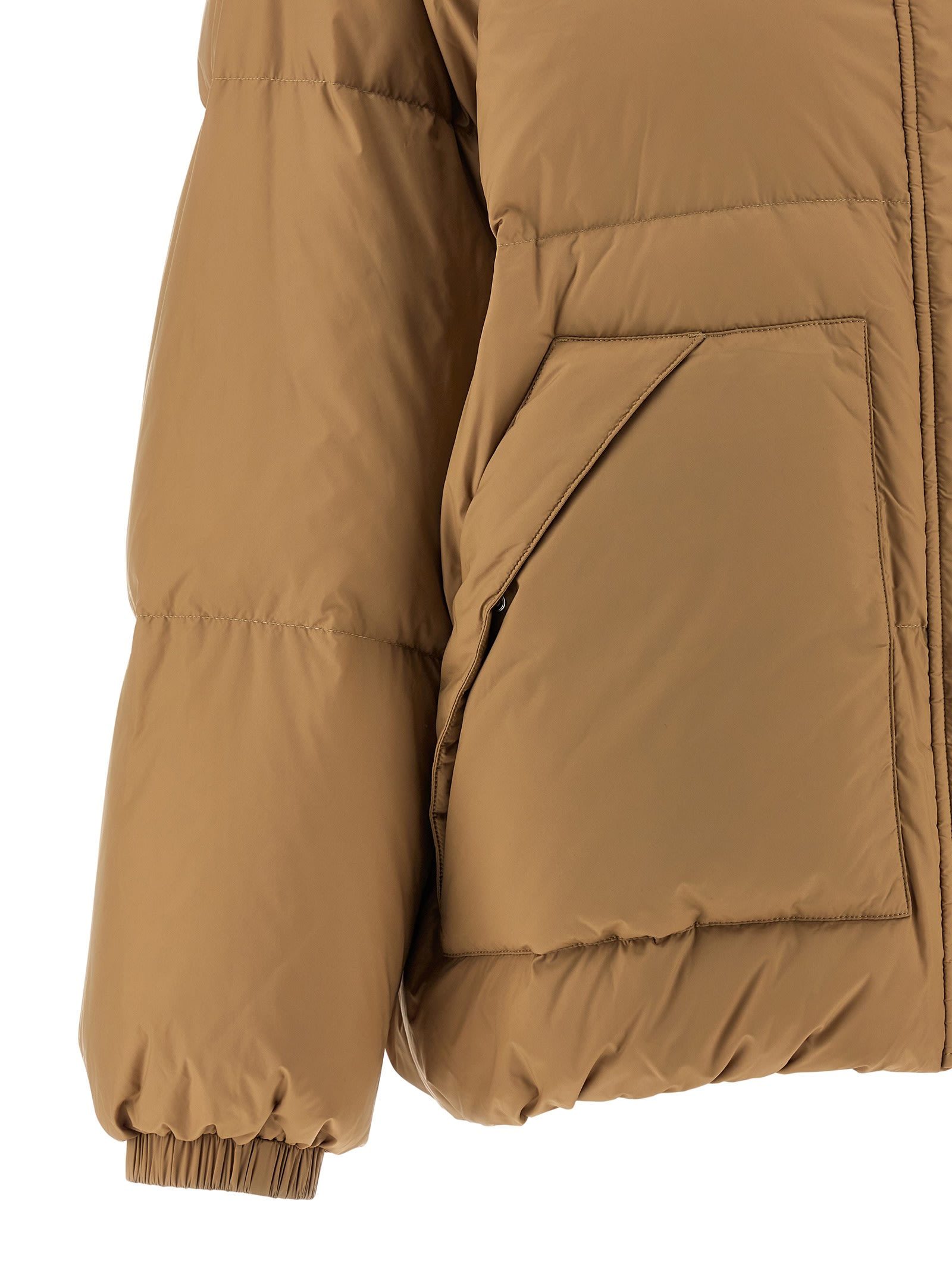 Salomon Fur Insert Down Jacket In Brown