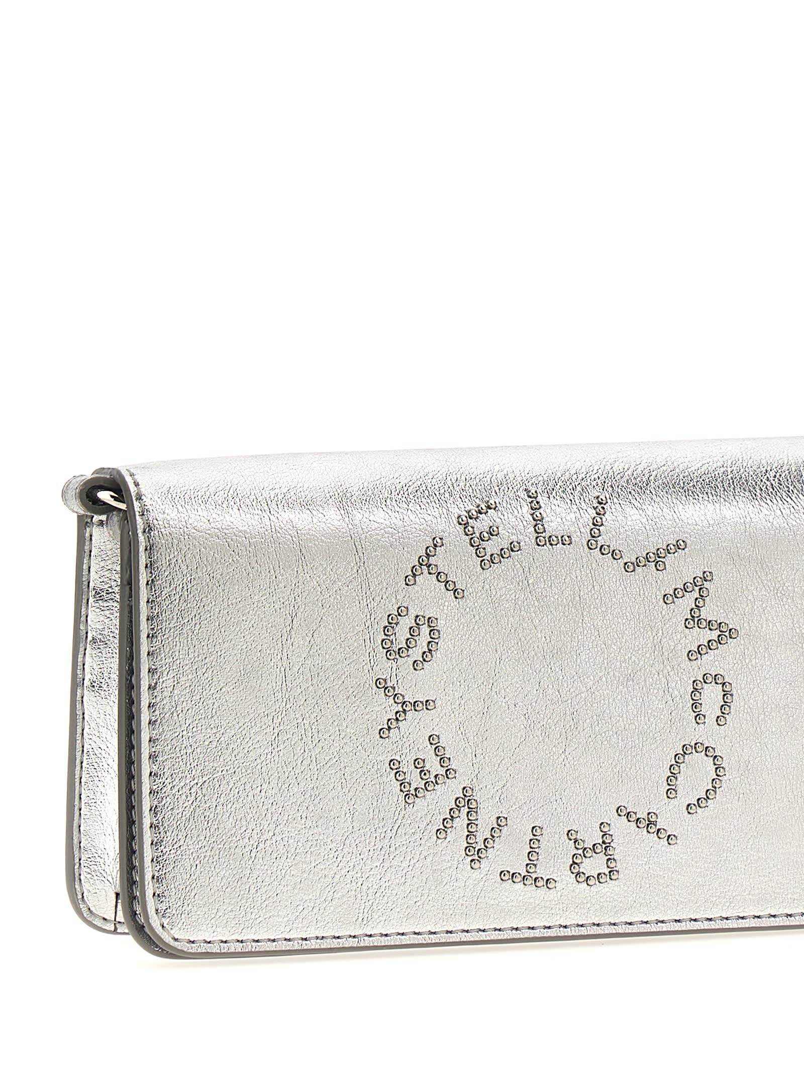 Shop Stella Mccartney Logo Crossbody Bag In Silver