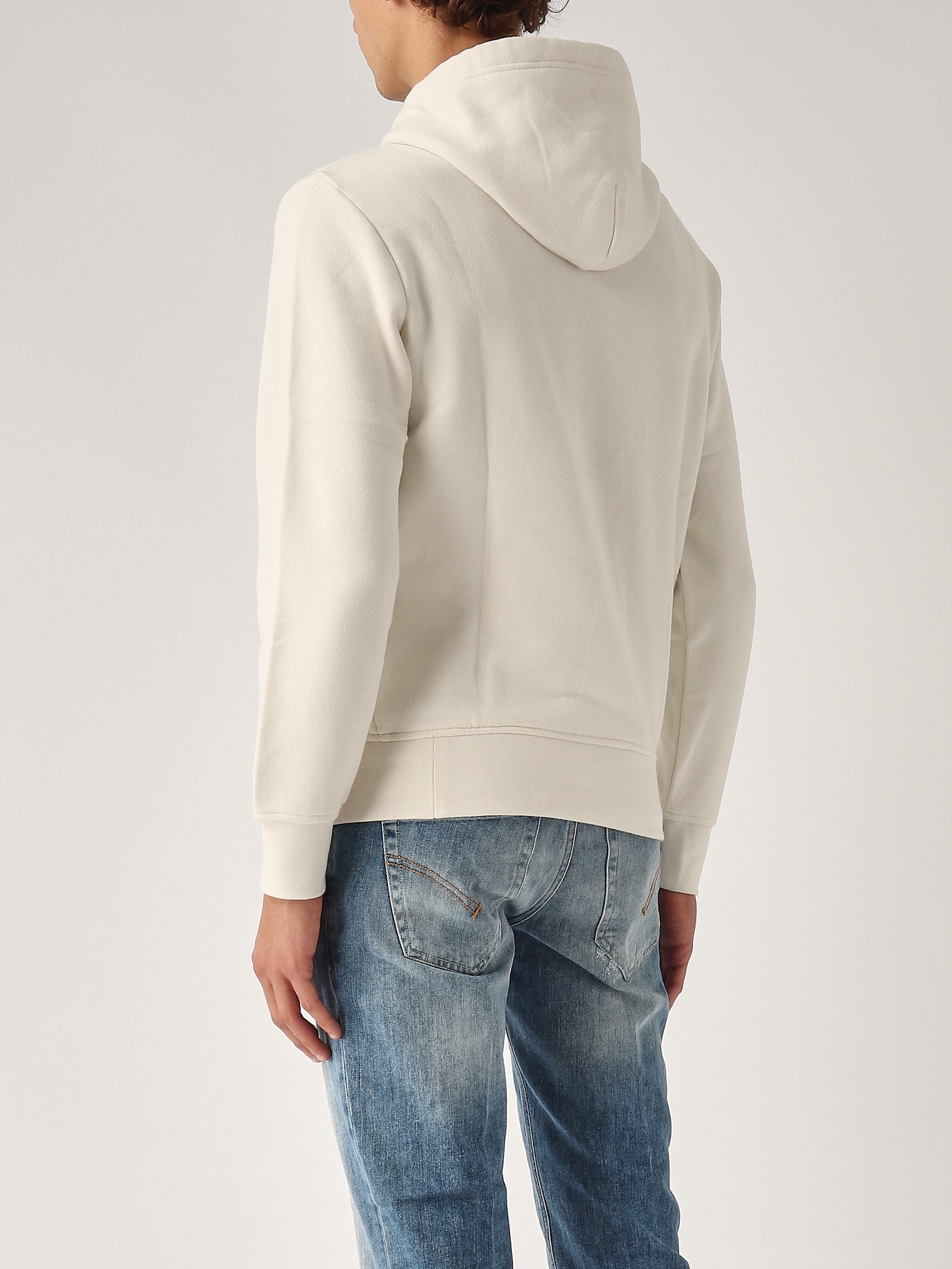 Shop Polo Ralph Lauren Felpa Con Cappuccio Rl Logo Sweatshirt In Panna