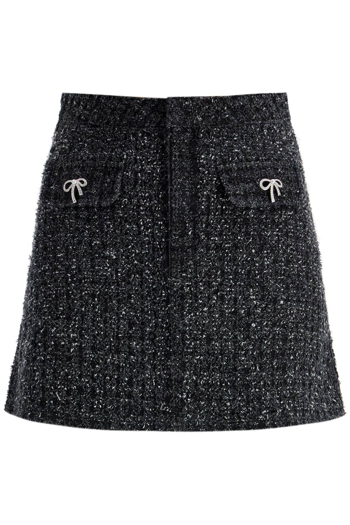 Shop Self-portrait Textured Denim Mini Skirt In Black (black)