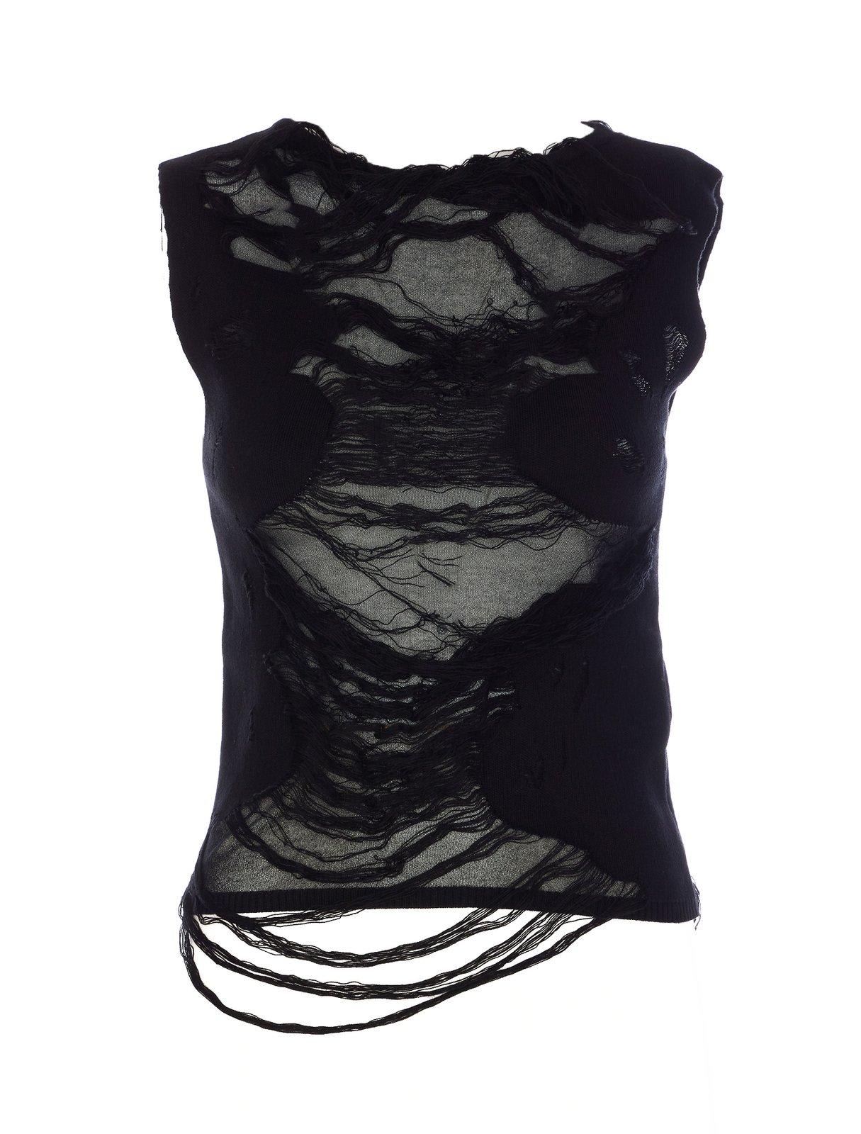 Shop Mm6 Maison Margiela Distressed Top