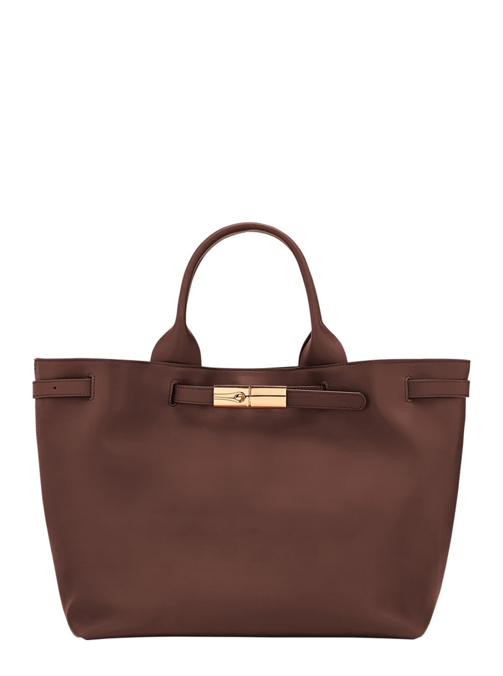 Longchamp Le Smart Brown Shopper Bag With Metallic Detail On The Front In Leather Woman