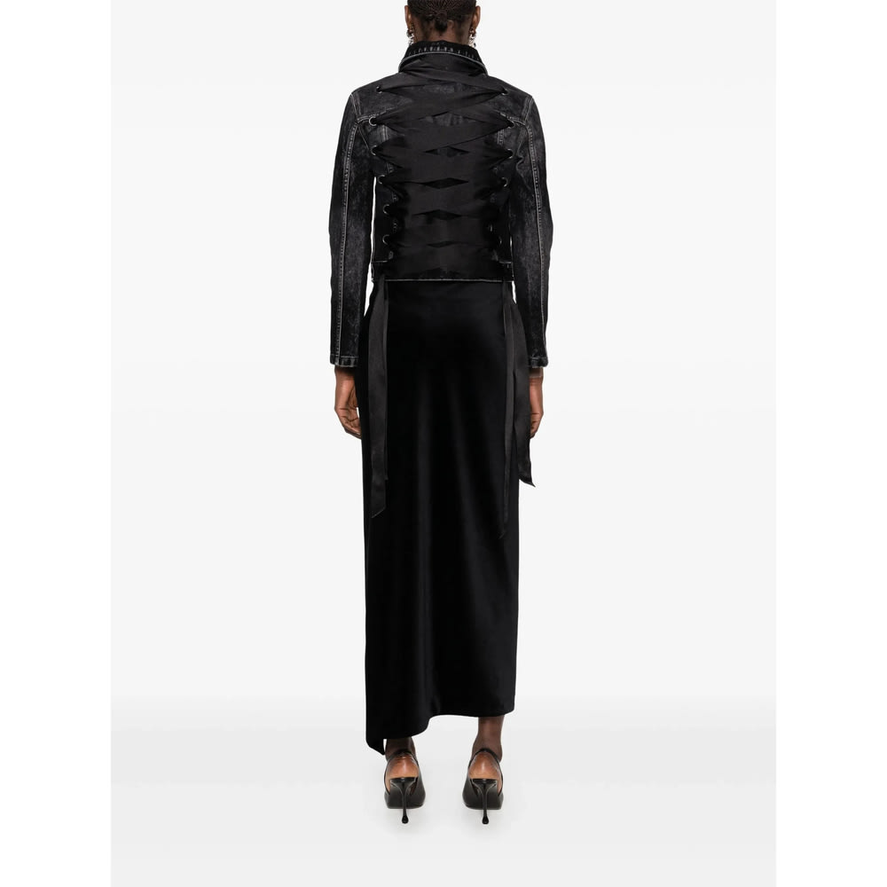 Balenciaga Denim Jacket With Lace-up Back In Black