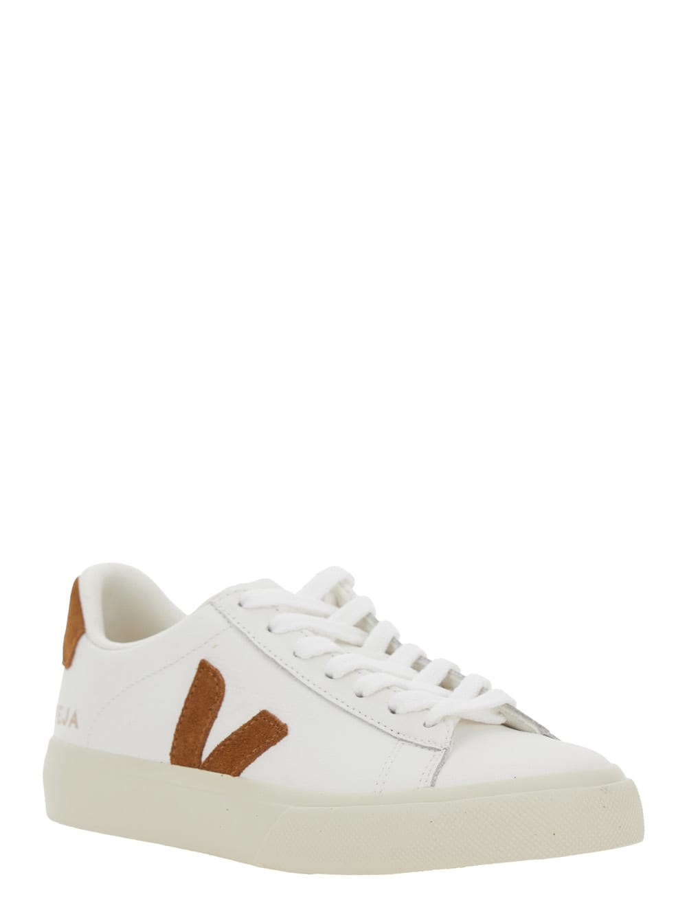 Veja Campo White Low Top Sneakers With Contrasting Heel With Logo Lettering And Logo Patch On The Side In In White