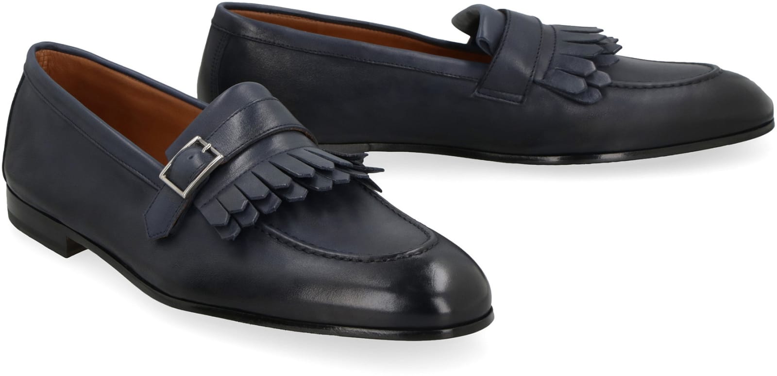 Shop Doucal's Leather Loafers In Blue