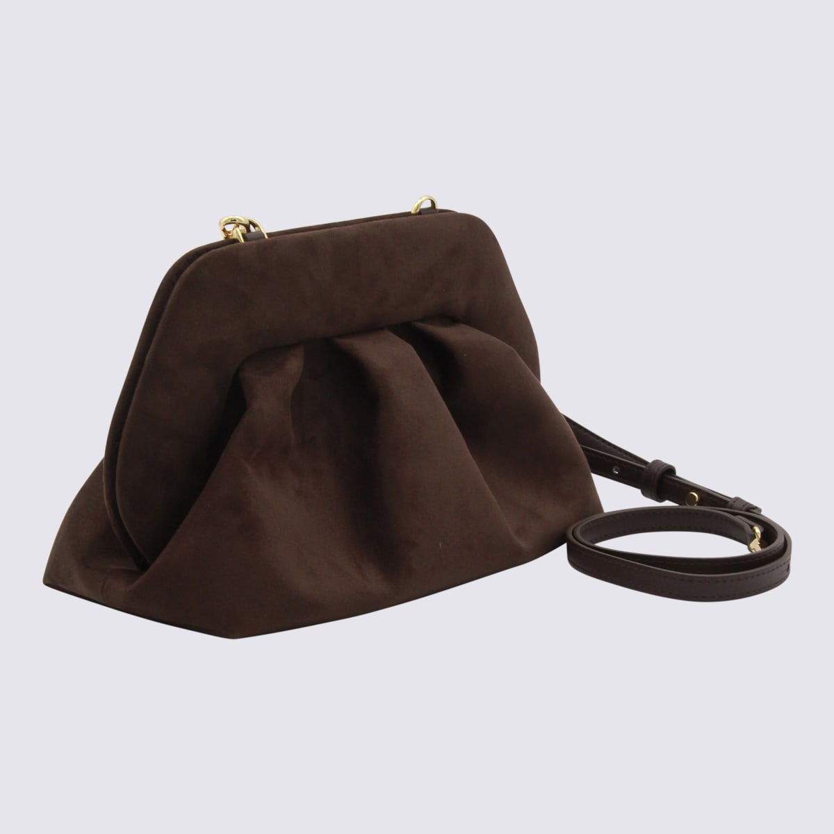 Themoirè Brown Vegan Bios Leather Clutches In Black