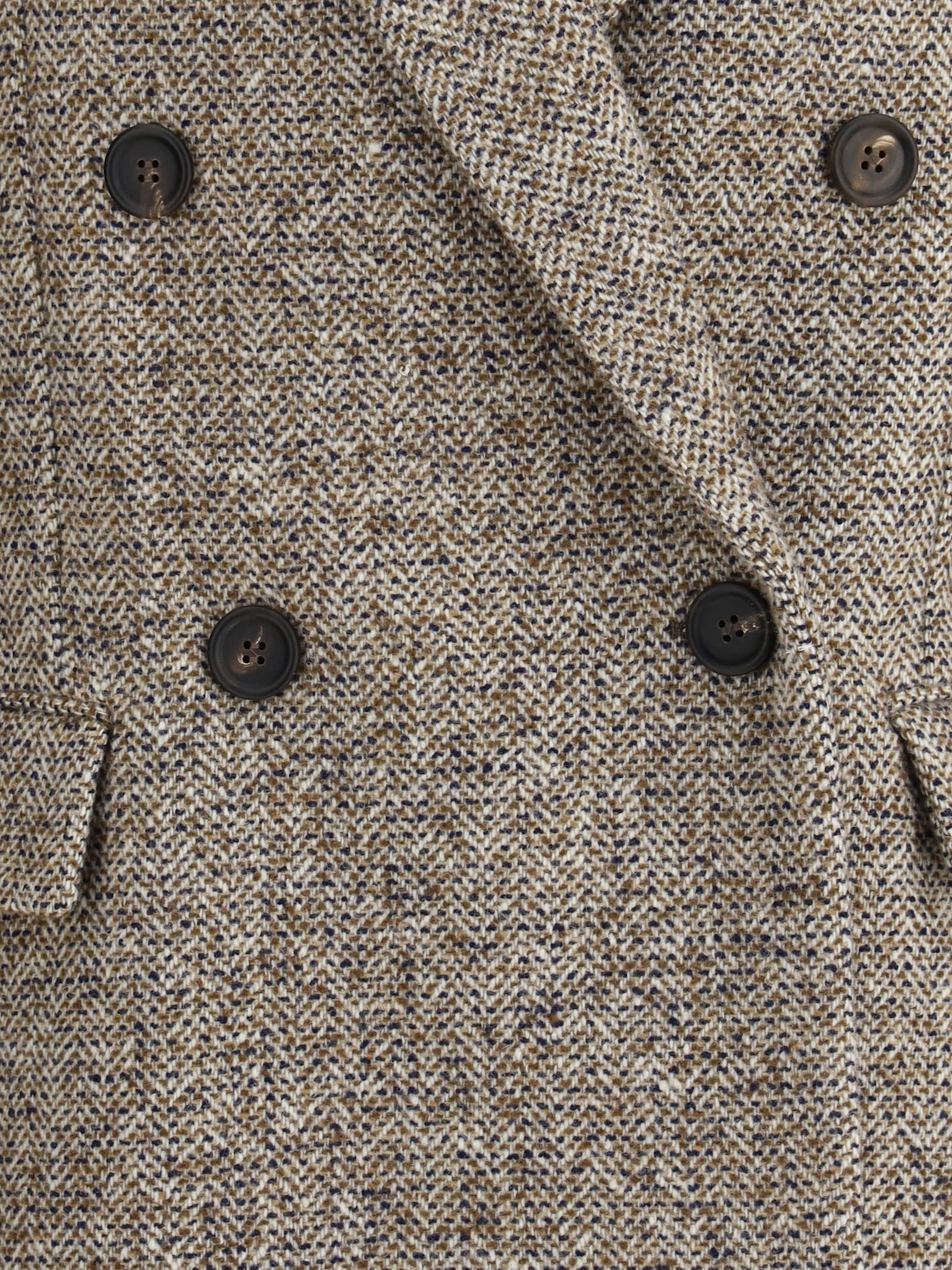 Brunello Cucinelli Virgin Wool And Silk Mélange Jacket In Brown