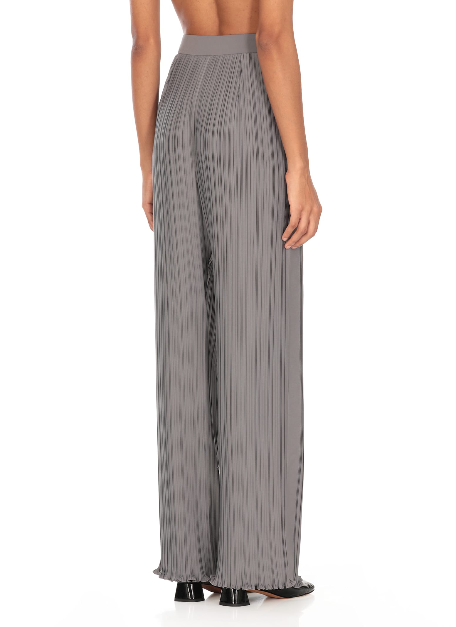 Lanvin Loose Fit Pleated Wide Leg Trousers In Grey