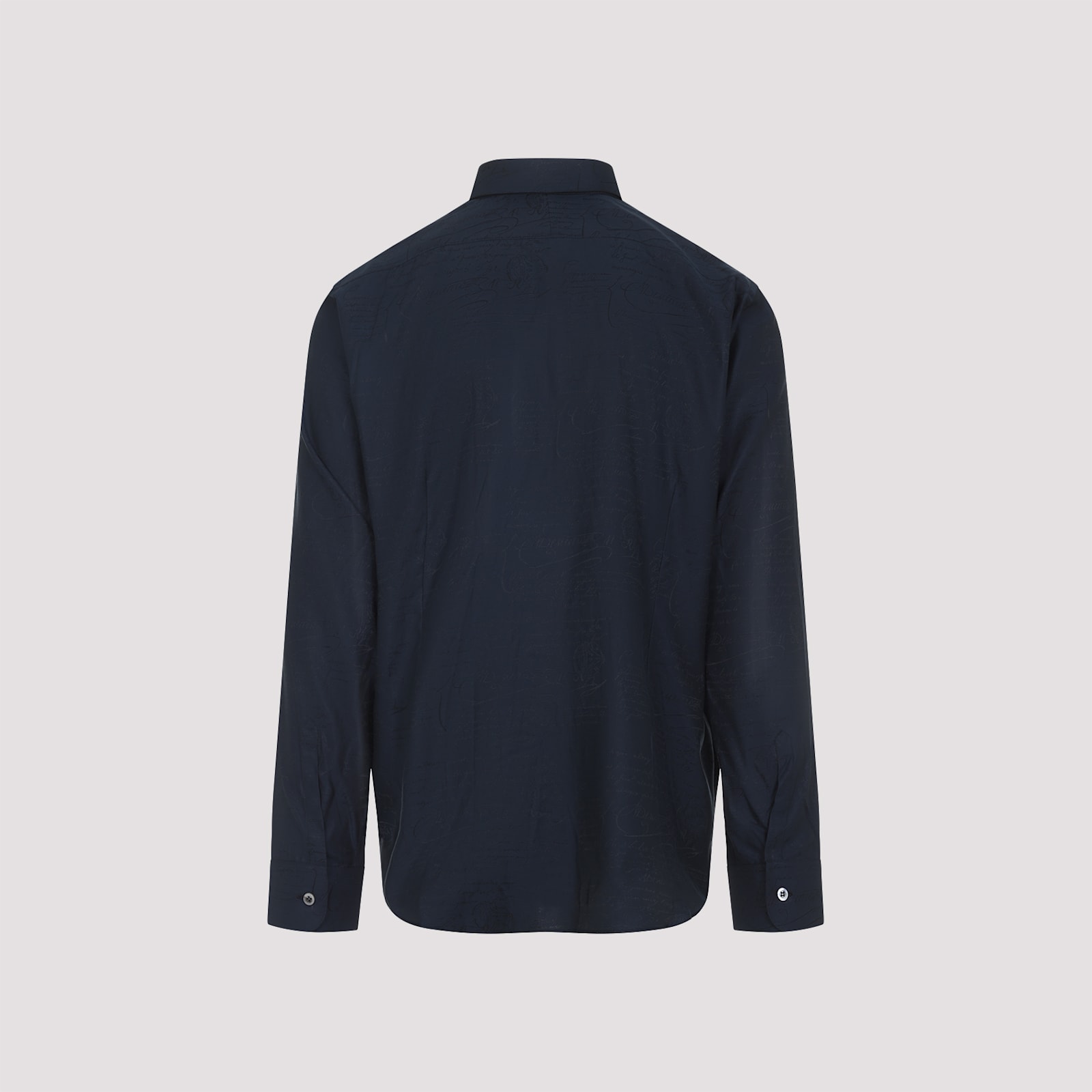 Berluti Mulberry Silk Long-sleeved Shirt In Blue