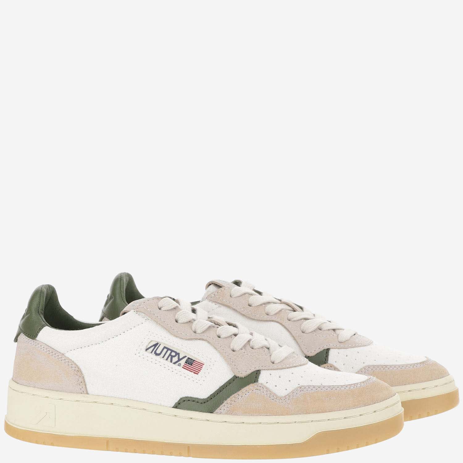 Shop Autry Medalist Low Canvas Sneakers In Wht/cyprs