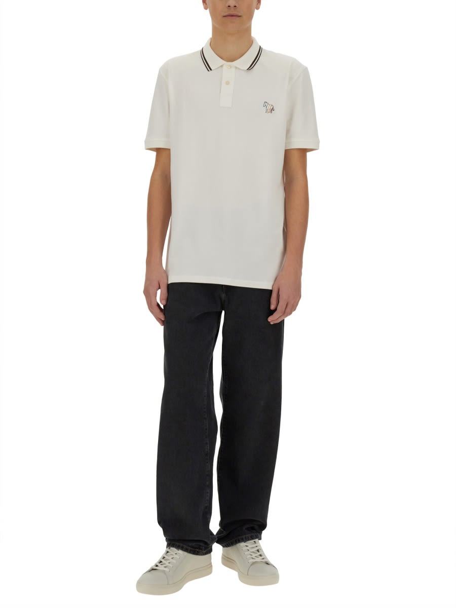 Ps By Paul Smith Ps Paul Smith Cotton Pique Polo In White