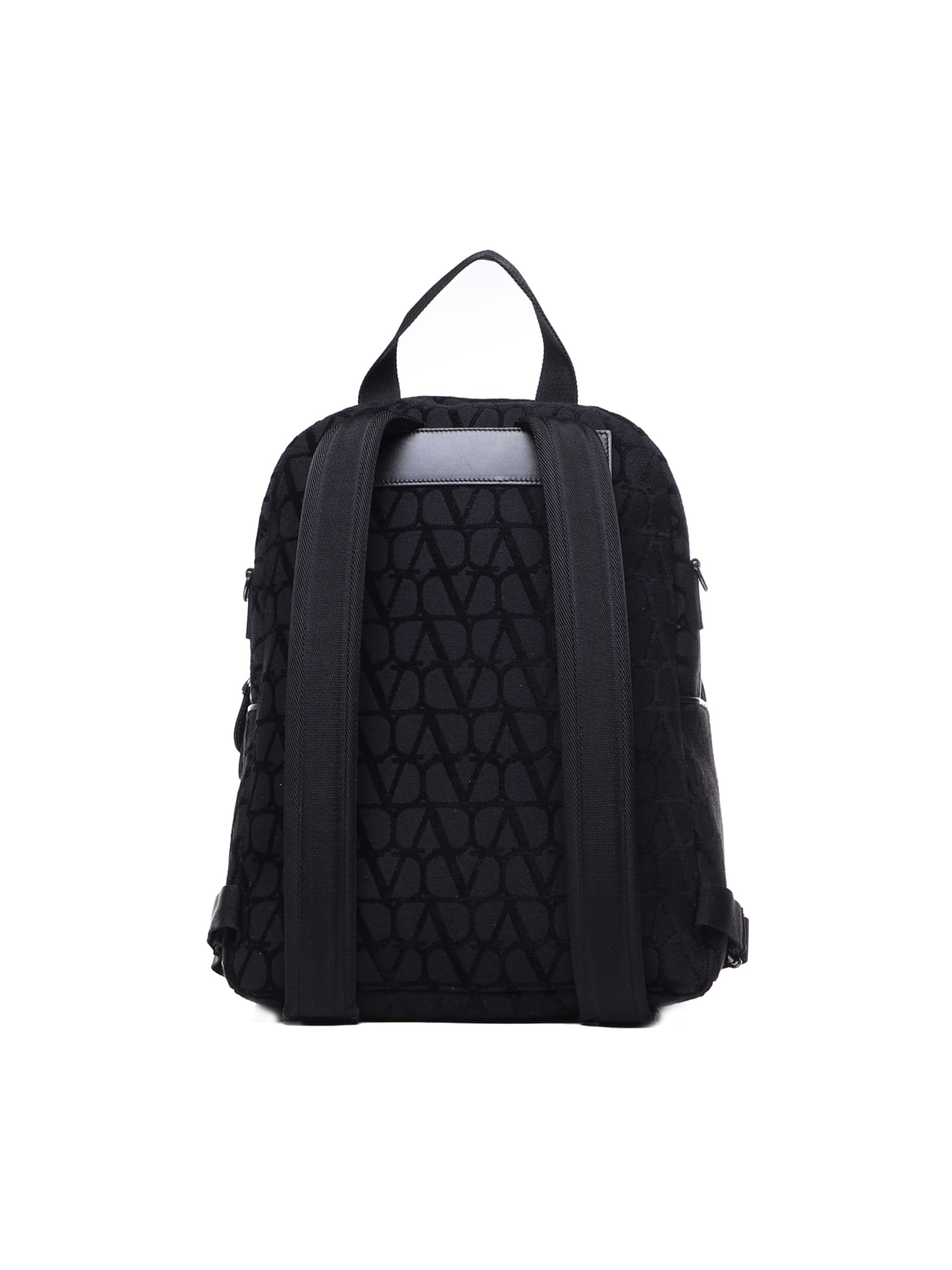 Shop Valentino Toile Iconographe Backpack In Toile Iconographe With Leather Details In Black
