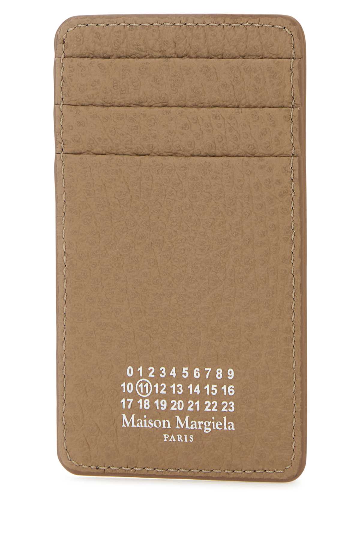 Shop Maison Margiela Beige Leather Card Holder In Biche