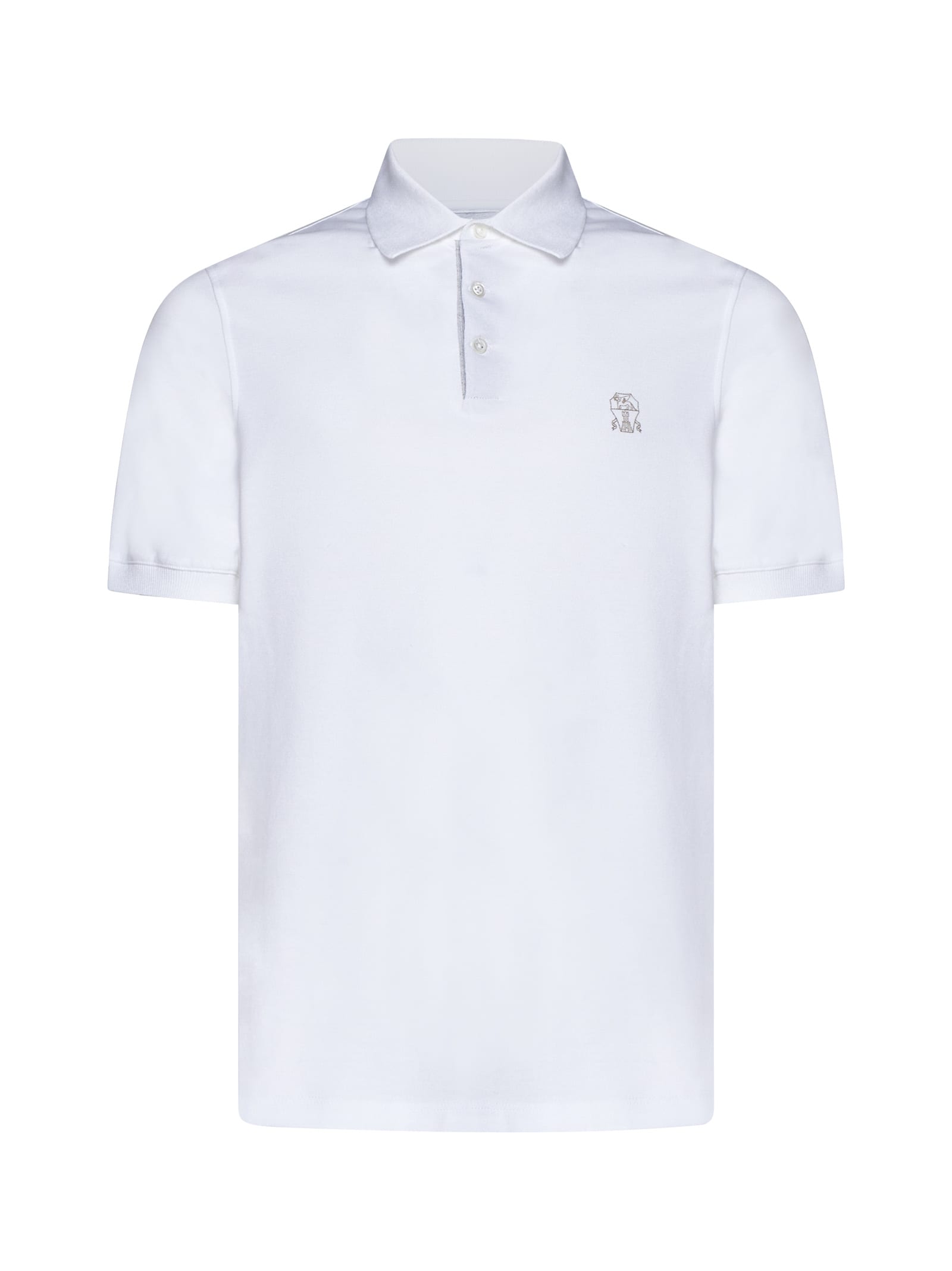 Shop Brunello Cucinelli Polo Shirt In Bianco Ottico Tp