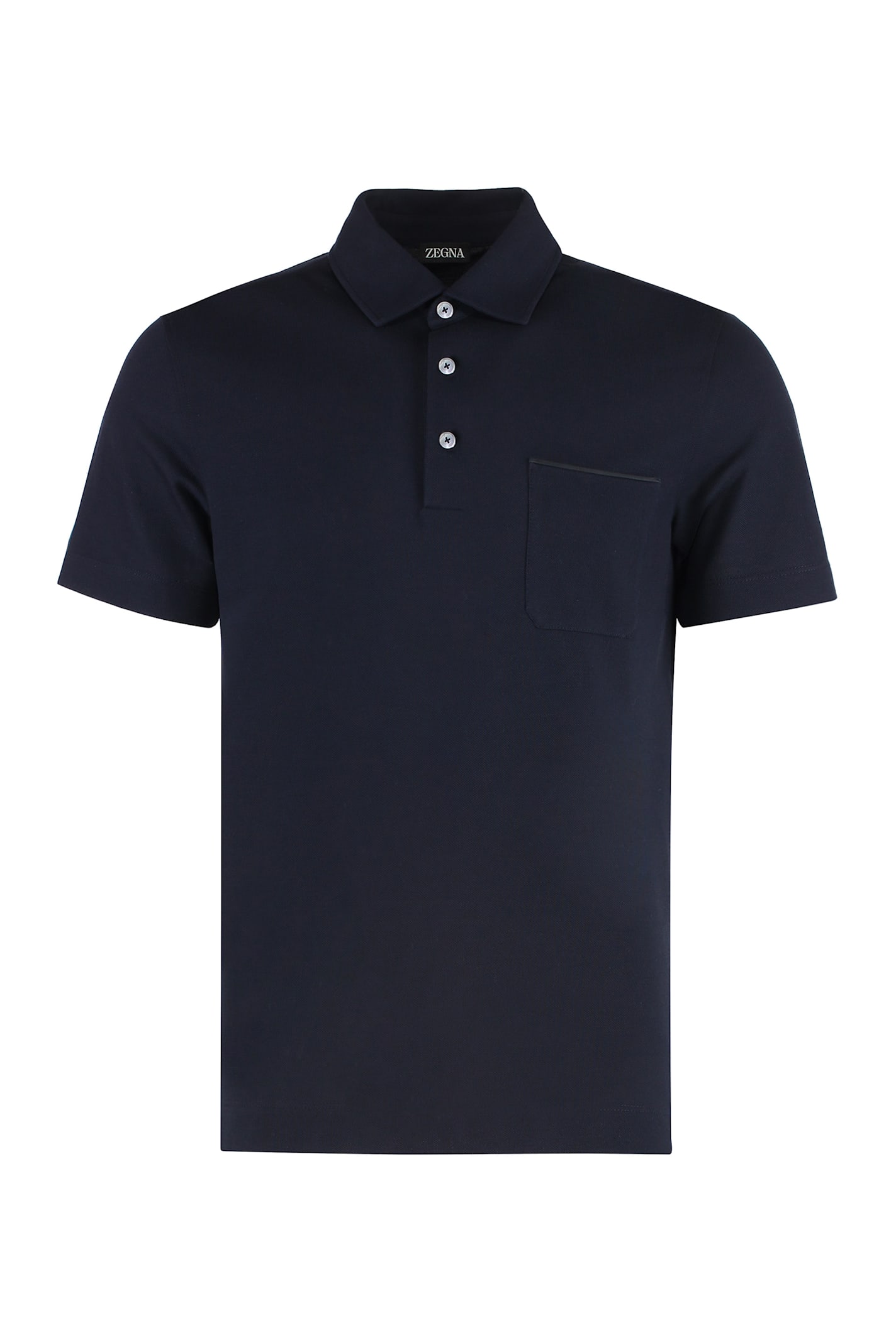 Zegna Men's Piquet Polo T-shirt In Black