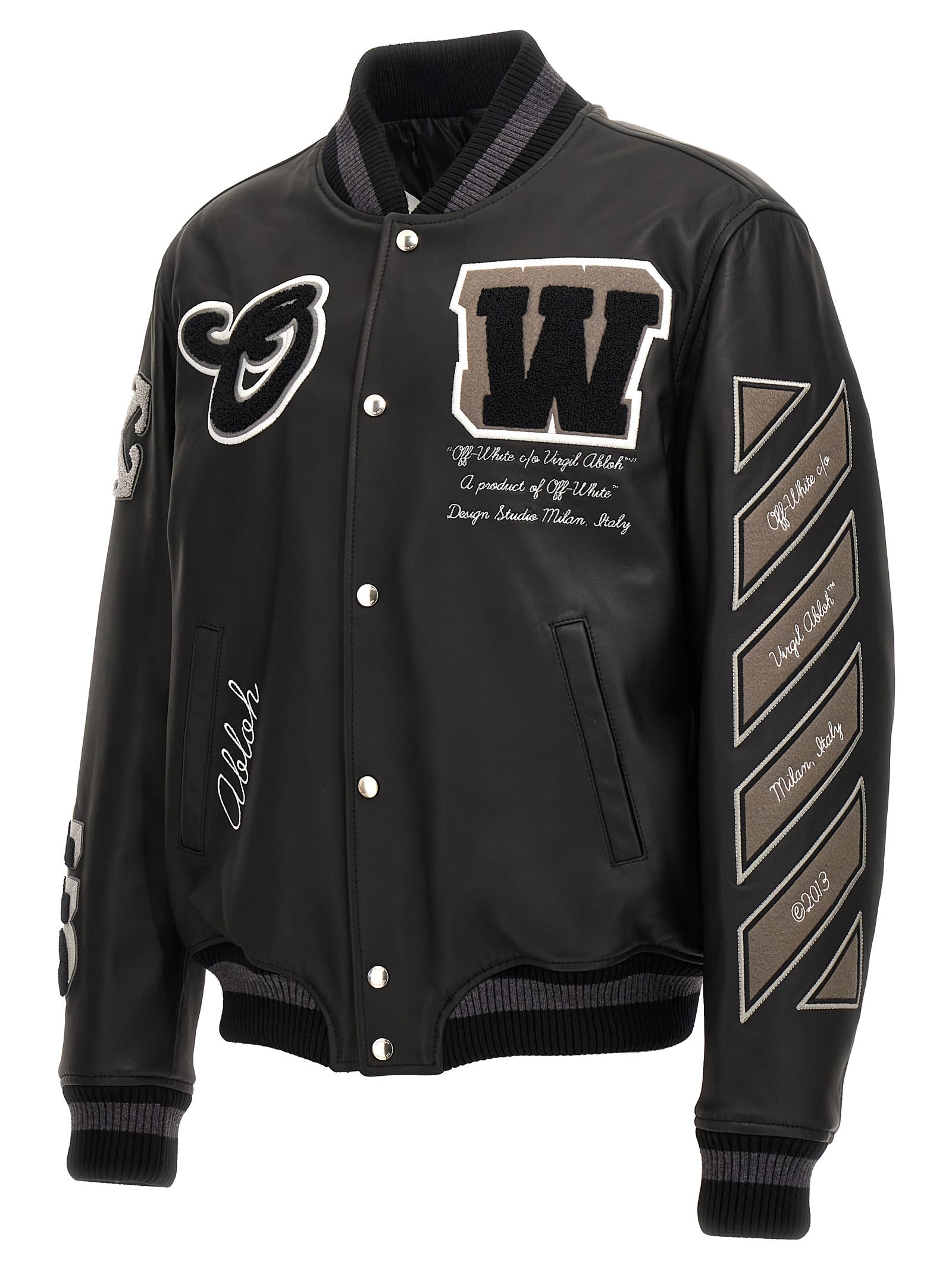 Shop Off-white Varsity Bomber Jacket In Black