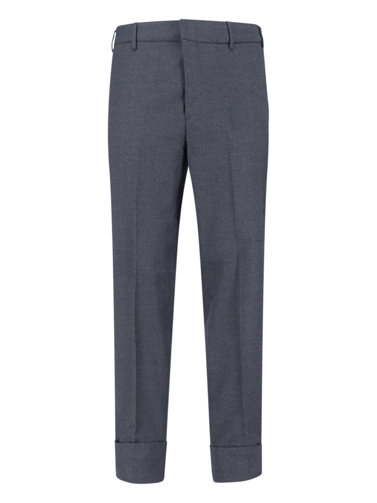 Cruna Mid-rise Grey Wool Trousers With Tailored Finish In Black