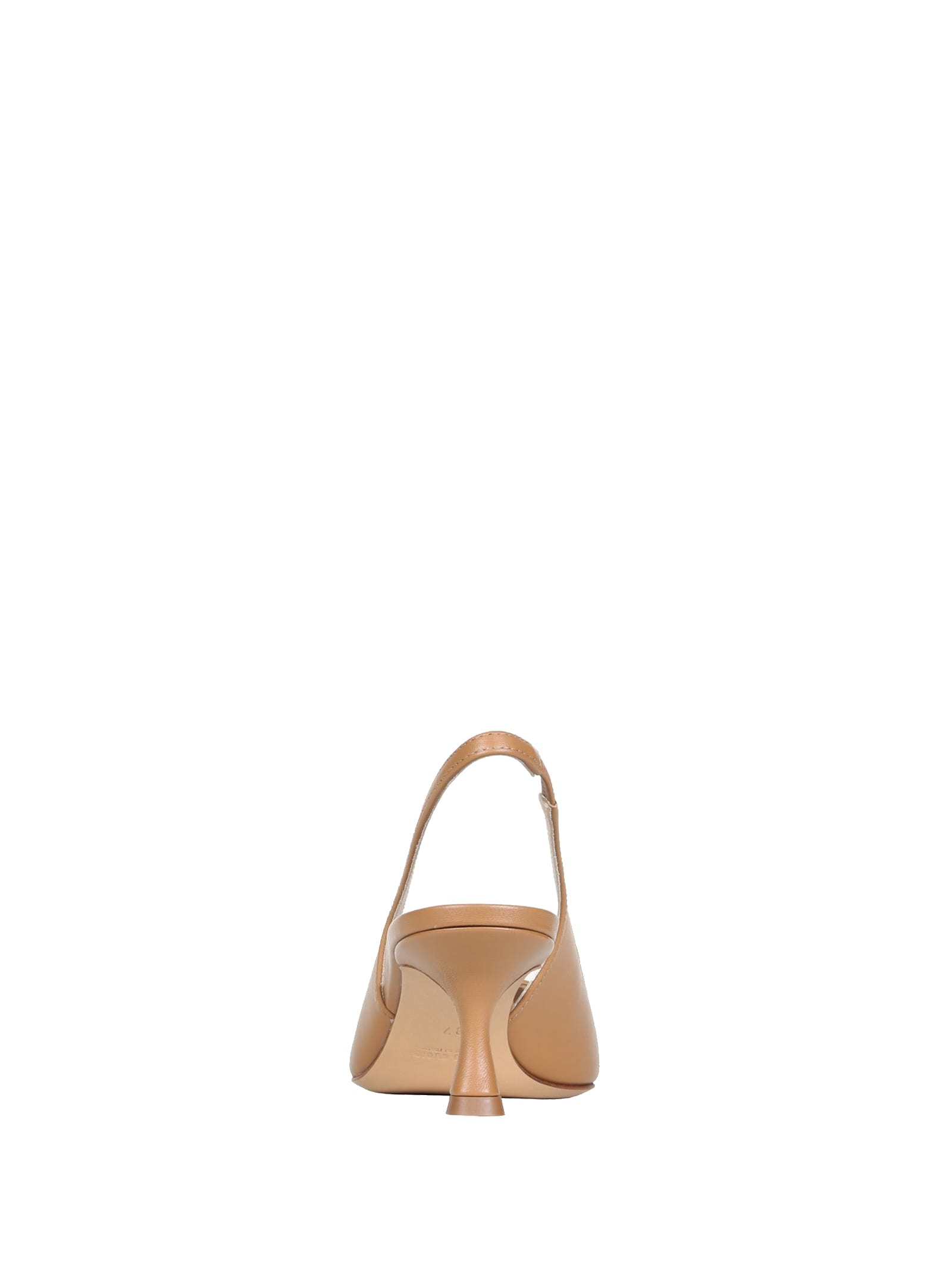 Shop Roberto Festa Chanel Slingback In Softy Camel With Plaque Accessory