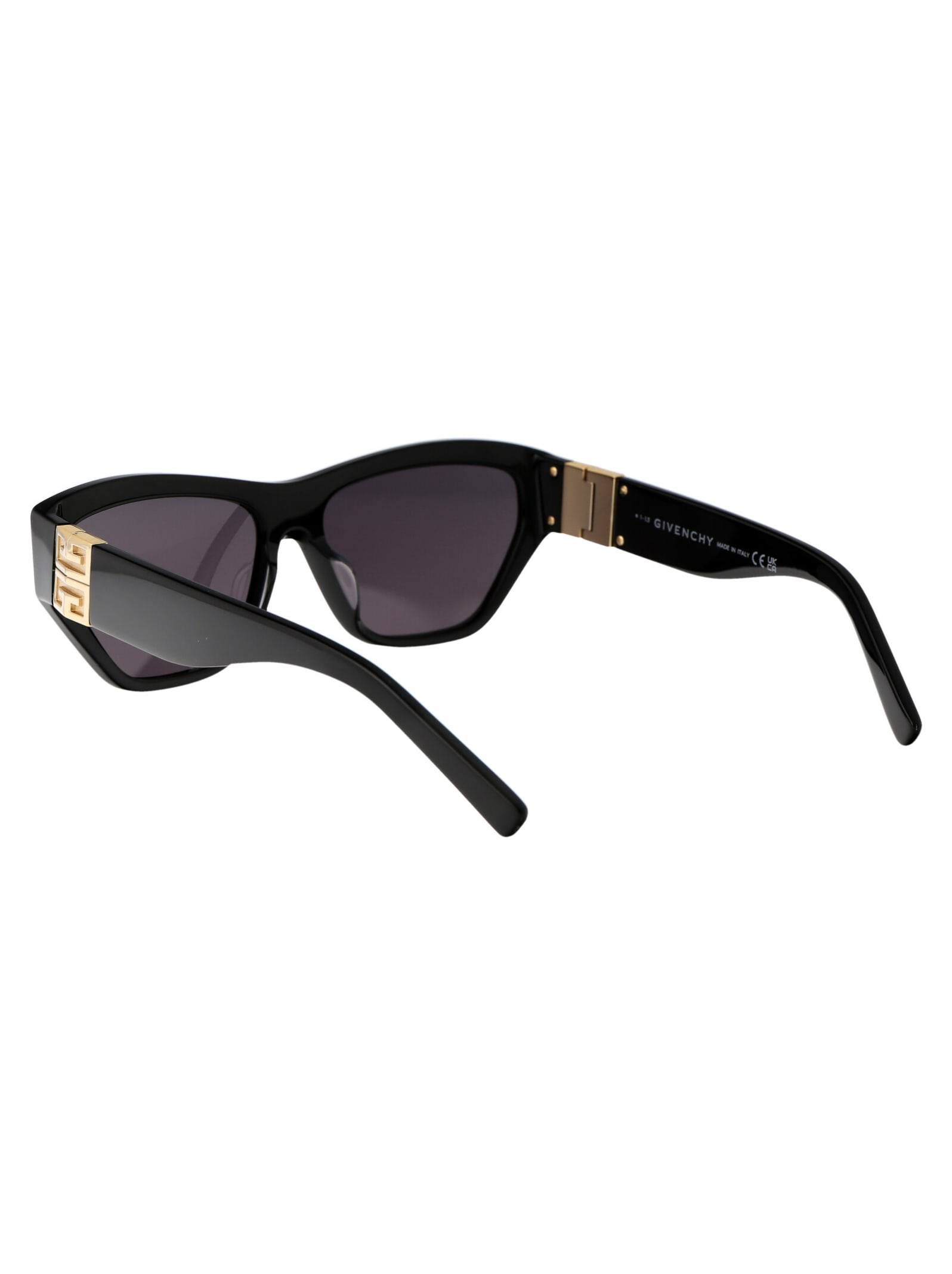 Shop Givenchy 4g Sunglasses In 01a Shiny Black / Smoke