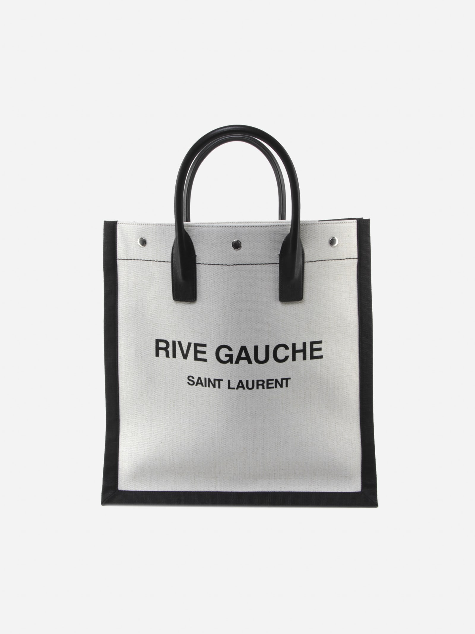 Saint Laurent Rive Gauche N / S Bag In Printed Linen In White 