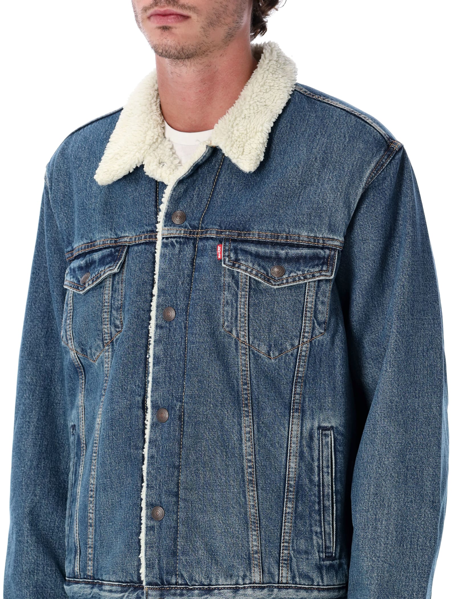 Levi's Levi S Denim Type Iii Sherpa Trucker Jacket In Blue