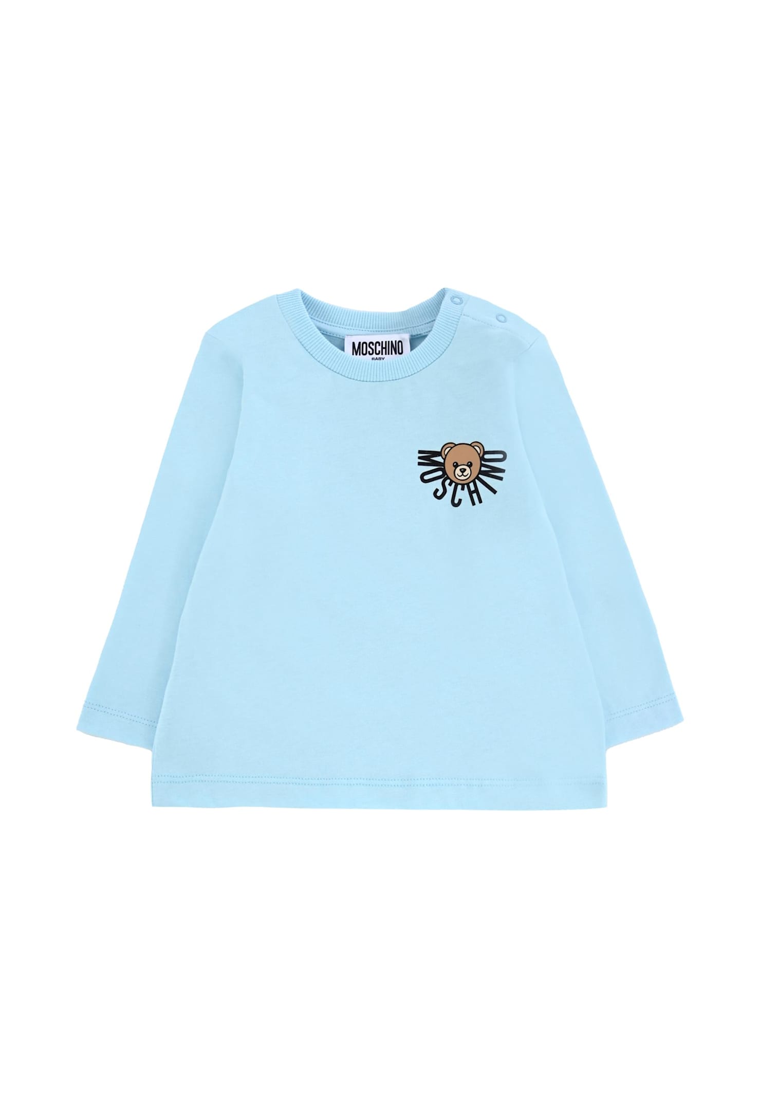 Moschino Light Blue T-shirt For Baby Boy With Teddy Bear In Blue