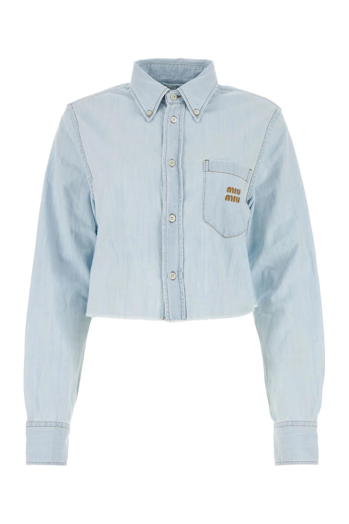 Miu Miu Woman Embroidered Poplin Shirt