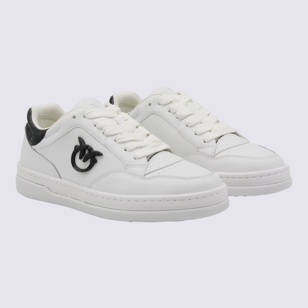 Pinko Sneakers With Love Birds Logo Plaque In White
