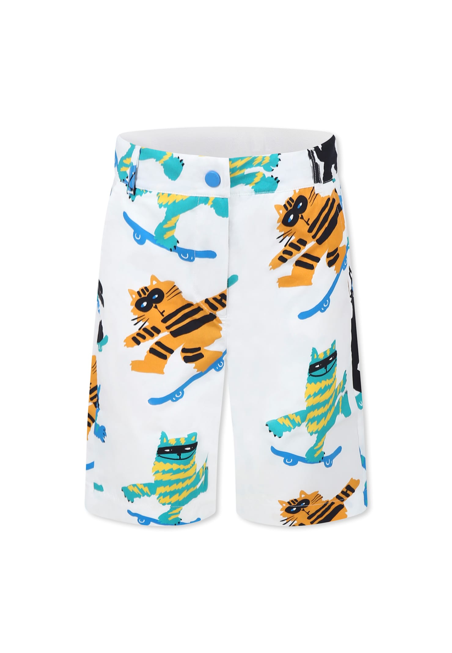 Stella Mccartney White Shorts For Boy With Cats In White