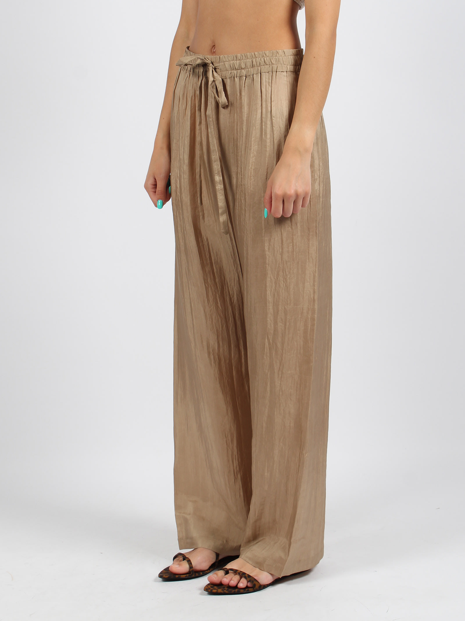 Shop The Rose Ibiza Silk Trousers In Light Brown