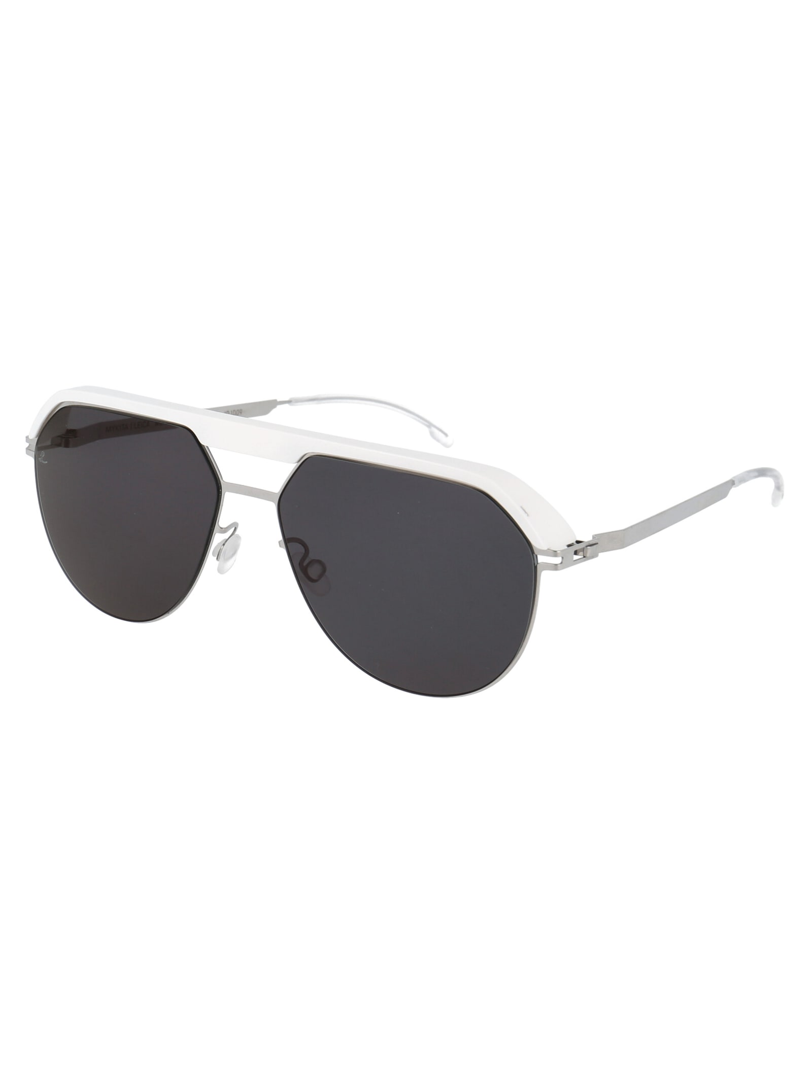 Shop Mykita Ml02 Sunglasses In 523 Mh52 Signal White/shiny Silver Leica Black Solid