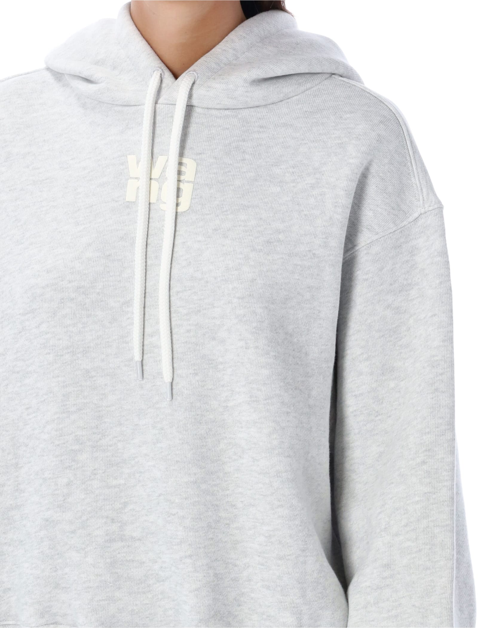 Shop Alexander Wang T Essential Hoodie Paint Logo In Grey