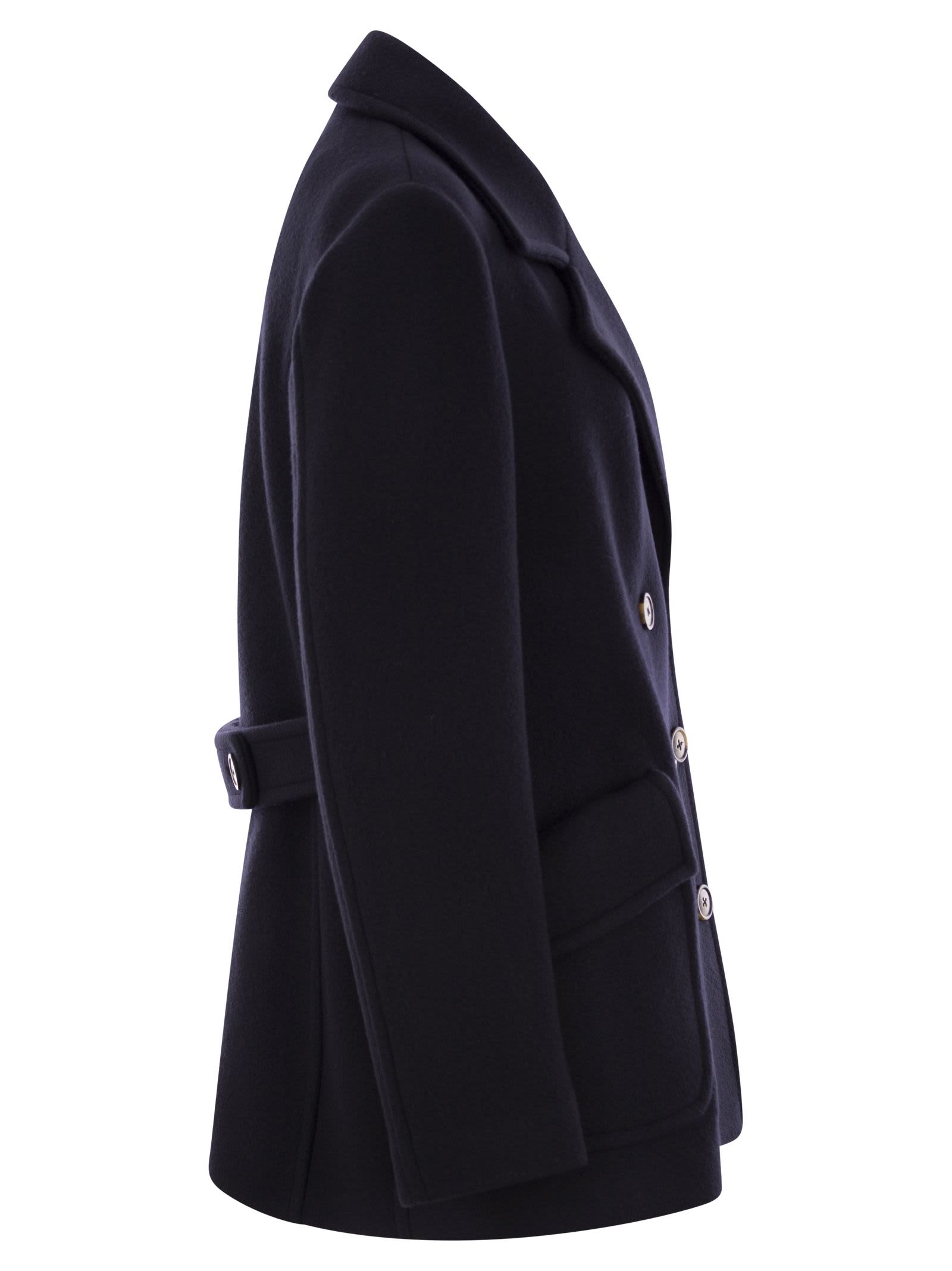 Fay Wool And Cashmere Peacoat In Blue