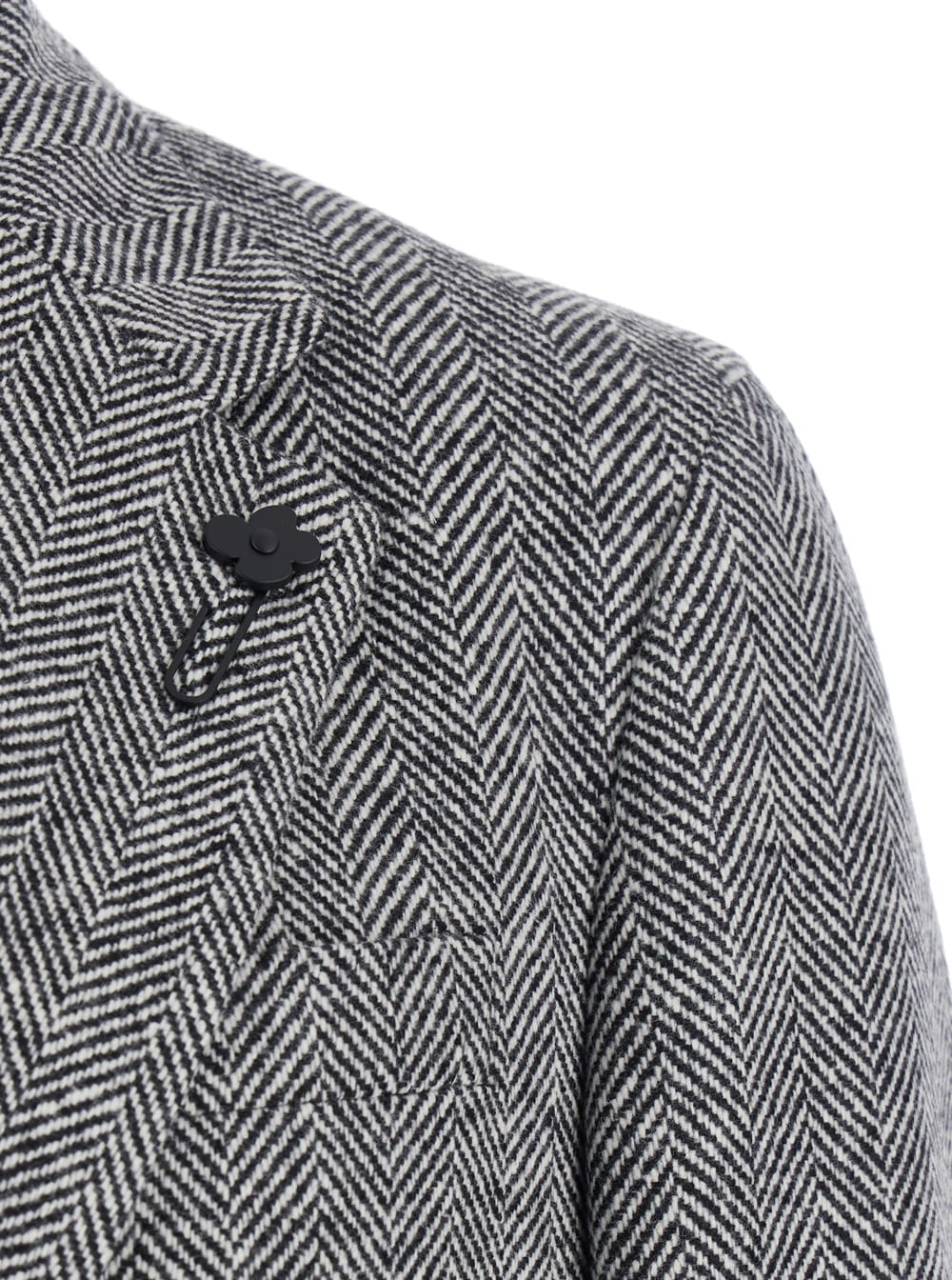 Lardini Herringbone Single-breasted Coat In Gray