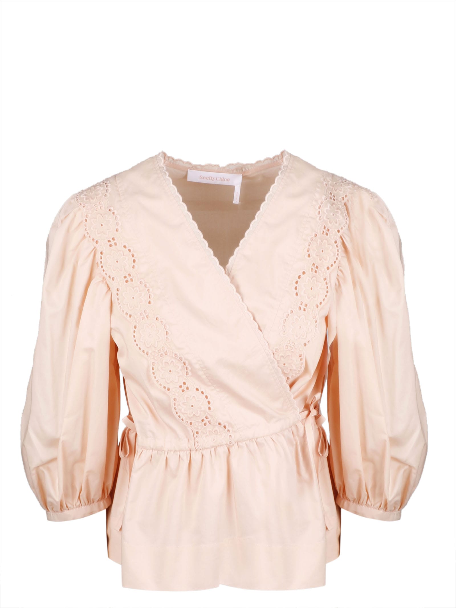 See by Chloé Embroidered Poplin Top