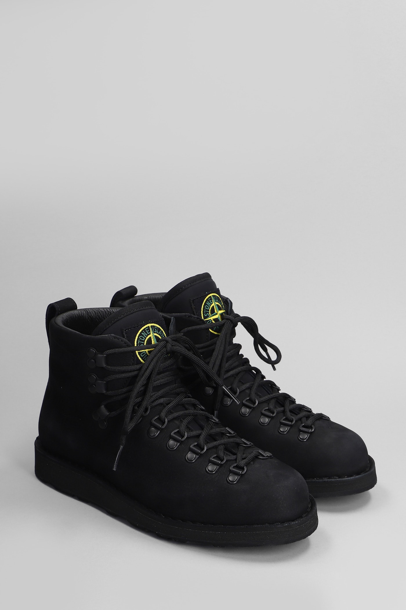 Shop Stone Island Vibram Ankle Boots In Black Leather